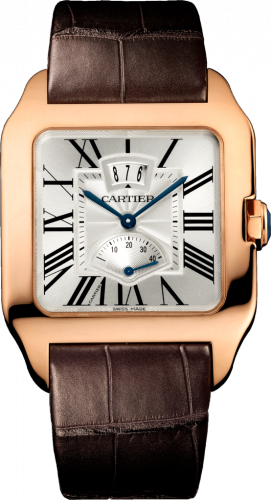 Cartier Santos Dumont 38 Date Power Reserve Pink Gold Silver