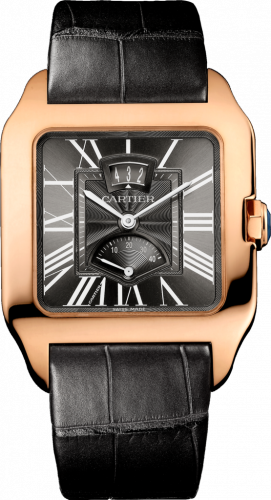 Cartier Santos Dumont 38 Date Power Reserve Pink Gold Grey