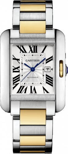 Cartier Tank Anglaise 29.8 Stainless Steel Yellow Gold Silver Bracelet
