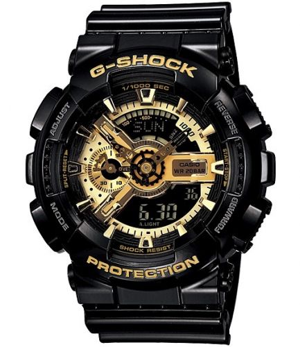 Casio GA-110GB-1A Black Gold Negative
