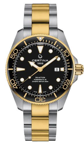 Certina DS Action Diver Powermatic 80 43 Stainless Steel - Yellow Gold Black Bracelet