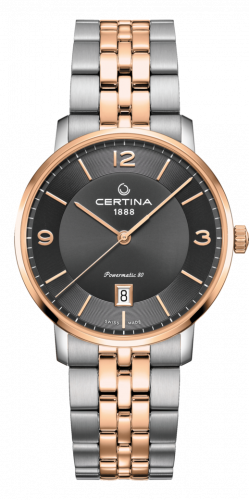 Certina DS Caimano Powermatic 80 Stainless Steel Rose Gold PVD Grey Bracelet
