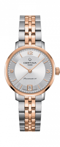 Certina DS Caimano Powermatic 80 Stainless Steel Rose Gold PVD Silver Bracelet