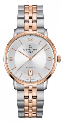 Certina DS Caimano Powermatic 80 Stainless Steel Rose Gold PVD Silver Bracelet