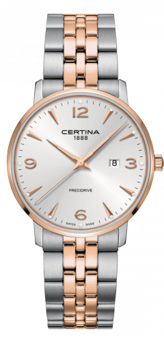 Certina DS Caimano 39 Stainless Steel Rose Gold PVD Silver Bracelet