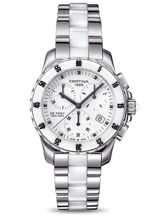Certina DS First Lady Ceramic Chrono White Bracelet