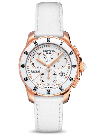Certina DS First Lady Ceramic Chrono Rose White