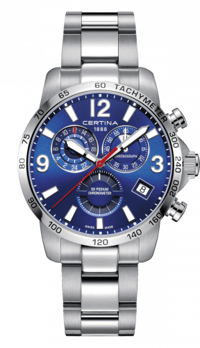 Certina DS Podium Chronograph GMT Stainless Steel Blue Bracelet