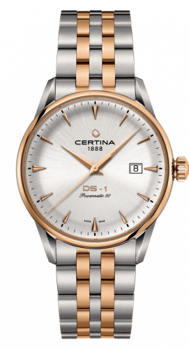 Certina DS-1 Powermatic 80 40 Stainless Steel Rose Gold PVD Silver Bracelet