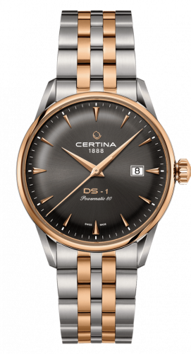 Certina DS-1 Powermatic 80 40 Stainless Steel Rose Gold PVD Grey Bracelet