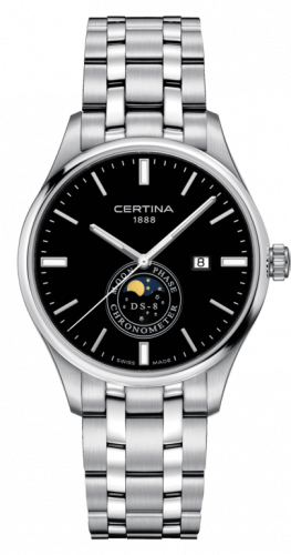 Certina DS-8 Moon Phase Stainless Steel Black Bracelet