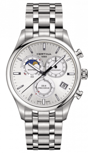 Certina DS-8 Chronograph Moon Phase Stainless Steel Silver Bracelet