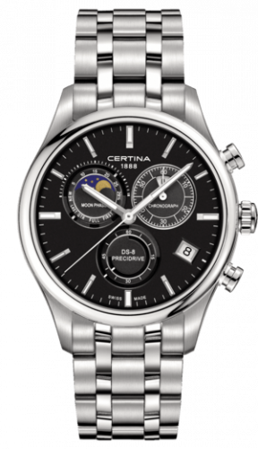 Certina DS-8 Chronograph Moon Phase Stainless Steel Black Bracelet