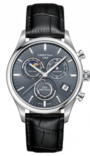 Certina DS-8 Chronograph Moon Phase Stainless Steel Grey Strap