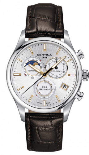 Certina DS-8 Chronograph Moon Phase Stainless Steel Silver Strap