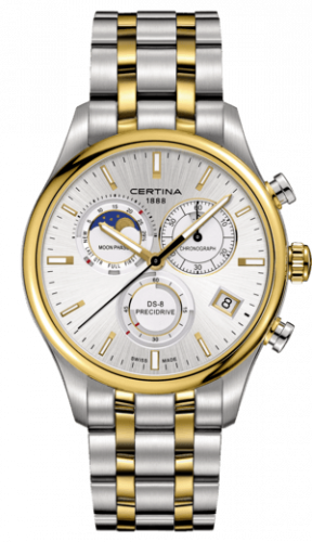 Certina DS-8 Chronograph Moon Phase Stainless Steel Gold Bracelet