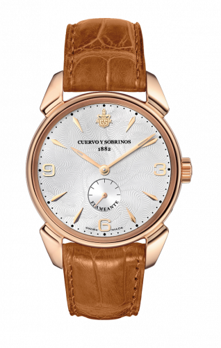 Cuervo y Sobrinos Historiador Flameante Rose Gold Silver Alligator