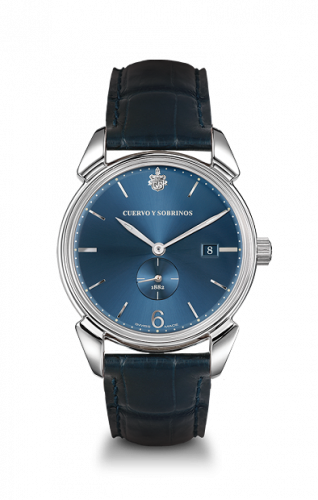 Cuervo y Sobrinos Historiador Segundos Pequeños Stainless Steel Blue Alligator