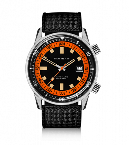 Dan Henry Dan Henry 1970 Automatic Diver 44 Black-Orange Stainless Steel