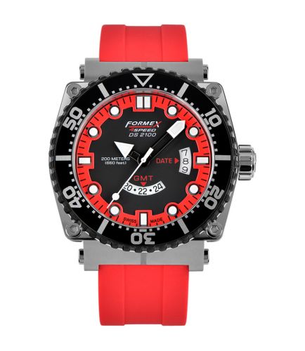 Formex Diver Quartz GMT Black - Red Rubber