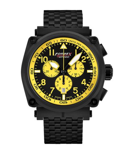 Formex Pilot Quartz Chronograph PVD Black - Yellow Bracelet