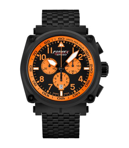 Formex Pilot Quartz Chronograph PVD Black - Orange Bracelet