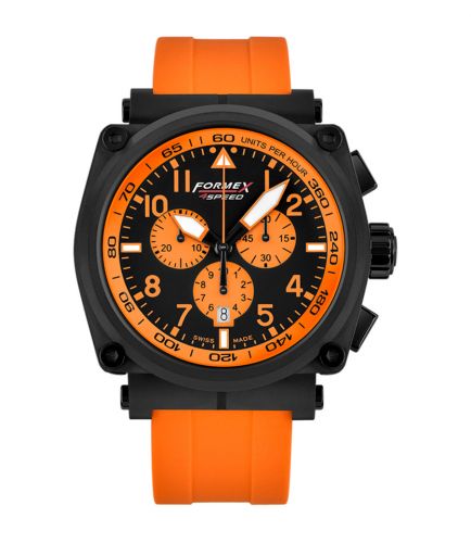 Formex Pilot Quartz Chronograph PVD Black - Orange Rubber