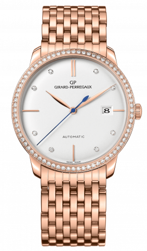 Girard-Perregaux 1966 38 Pink Gold Diamond Silver Bracelet