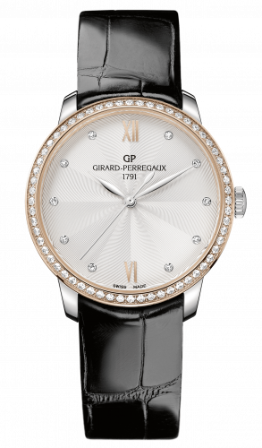 Girard-Perregaux 1966 36mm Stainless Steel Pink Gold Diamond Silver Alligator