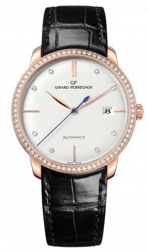 Girard-Perregaux 1966 38 Pink Gold Black Diamond Silver Alligator