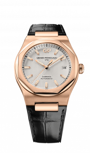 Girard-Perregaux Laureato 38 Automatic Pink Gold Silver Alligator