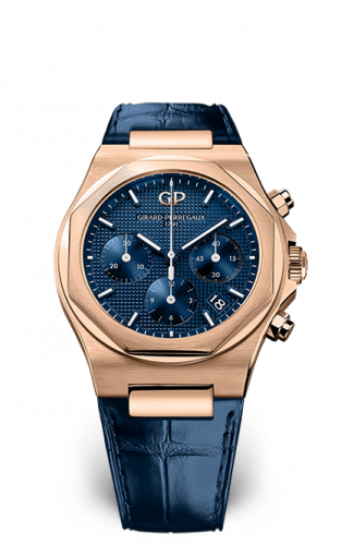 Girard-Perregaux Laureato 38 Chronograph Pink Gold Blue Alligator
