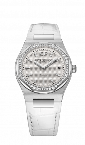 Girard-Perregaux Laureato 34 Quartz Stainless Steel Diamond Silver Alligator