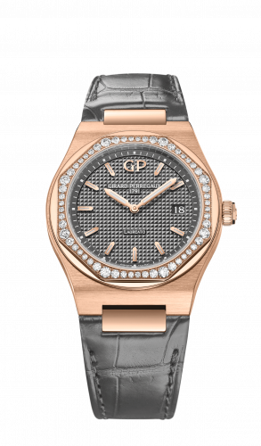 Girard-Perregaux Laureato 34 Quartz Pink Gold Diamond Grey Alligator