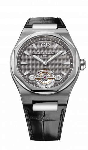 Girard-Perregaux Laureato 45 Tourbillon Titanium White Gold Grey Alligator
