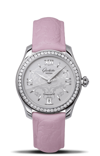 Glashütte Original Lady Serenade Stainless Steel Diamond Pink Calf Pin