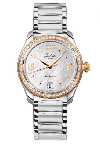 Glashütte Original Lady Serenade Stainless Steel Rose Gold Diamond MOP Bracelet