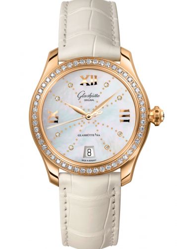 Glashütte Original Lady Serenade Rose Gold Diamond MOP - Index Line Alligator Pin