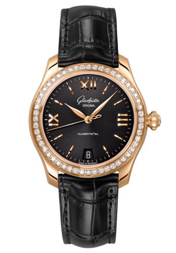 Glashütte Original Lady Serenade Rose Gold Diamond Black Alligator Folding