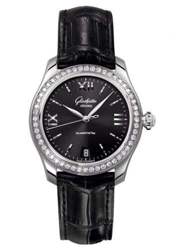 Glashütte Original Lady Serenade Stainless Steel Diamond Black Alligator Folding
