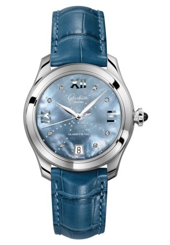 Glashütte Original Lady Serenade Stainless Steel Blue MOP - Index Line Alligator Folding