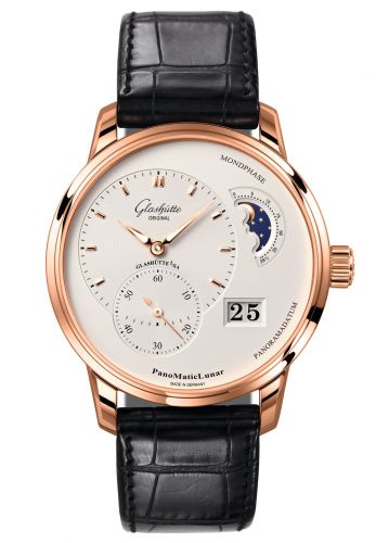 Glashütte Original PanoMatic Lunar Red Gold Silver Alligator Folding