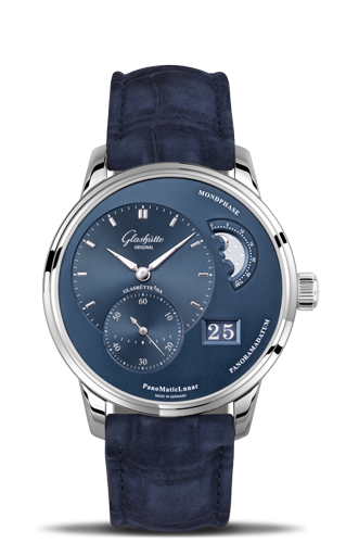 Glashütte Original PanoMatic Lunar Stainless Steel Blue Alligator
