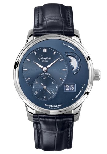 Glashütte Original PanoMatic Lunar Stainless Steel Blue Alligator Folding