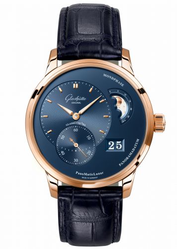 Glashütte Original PanoMatic Lunar Red Gold Blue Alligator Folding