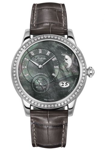 Glashütte Original PanoMatic Luna Stainless Steel Diamond Tahiti MOP Alligator Pin