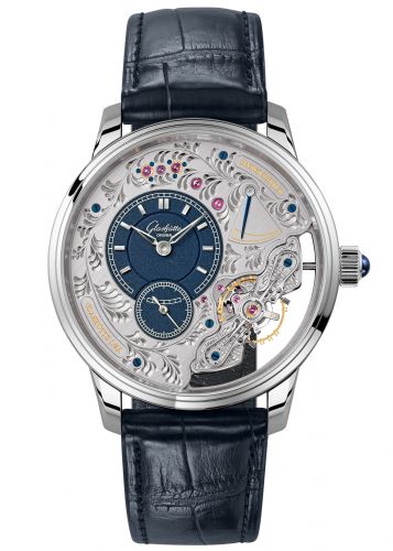 Glashütte Original PanoInverse Platinum Blue Alligator Folding