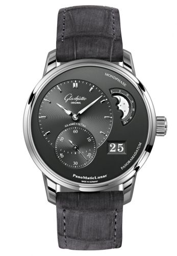 Glashütte Original PanoMatic Lunar Stainless Steel Grey Alligator Pin