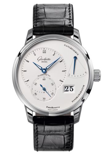 Glashütte Original PanoReserve Stainless Steel Silver Alligator Folding