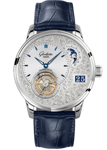 Glashütte Original PanoLunar Tourbillon Platinum Hand-Engraved Alligator Folding